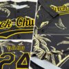 Custom Black Gold 3D Pattern Design Hawaii Palm Trees Island And Sailboat Authentic Baseball Jersey