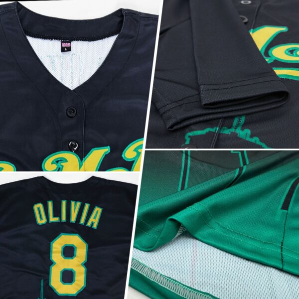 Custom Black Old Gold-Kelly Green 3D Boston City Edition Fade Fashion Authentic Baseball Jersey