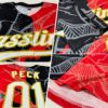 Custom Graffiti Pattern White Red Black-Old Gold 3D Scratch Authentic Baseball Jersey