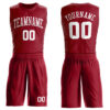 Custom Maroon White Round Neck Suit Basketball Jersey