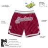 Custom Maroon White Pinstripe Gray-White Authentic Basketball Shorts