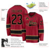Custom Maroon Black-Old Gold Hockey Jersey