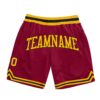 Custom Maroon Gold-Black Authentic Throwback Basketball Shorts