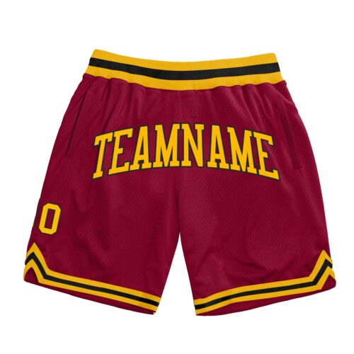 Maroon0069 Custom Maroon Gold-Black Authentic Throwback Basketball Shorts