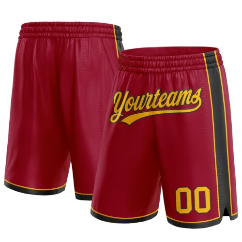 Maroon0103 Custom Maroon Gold-Black Authentic Basketball Shorts