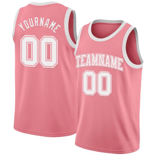 Custom Medium Pink White Authentic Basketball Jersey