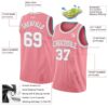 Custom Medium Pink White-Gray Authentic Basketball Jersey