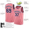 Custom Medium Pink Navy-White Authentic Basketball Jersey