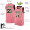 Custom Medium Pink Green-White Authentic Basketball Jersey