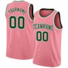Custom Medium Pink Green-White Authentic Basketball Jersey