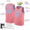 Custom Medium Pink Light Blue-White Authentic Basketball Jersey