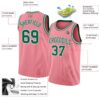 Custom Medium Pink Kelly Green-White Authentic Basketball Jersey