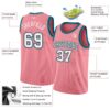 Custom Medium Pink White Black-Teal Authentic Basketball Jersey