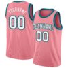 Custom Medium Pink White Black-Teal Authentic Basketball Jersey