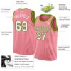Custom Medium Pink White Black-Neon Green Authentic Basketball Jersey