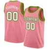 Custom Medium Pink White Black-Neon Green Authentic Basketball Jersey