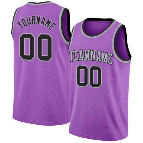 Custom Medium Purple Black-Gray Authentic Basketball Jersey