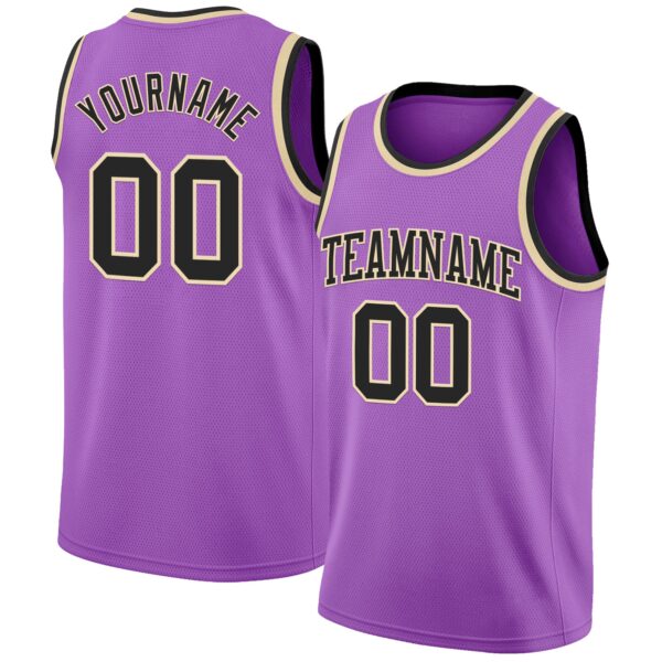 Custom Medium Purple Black-Cream Authentic Basketball Jersey