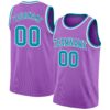 Custom Medium Purple Teal-White Authentic Basketball Jersey