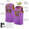 Custom Medium Purple Black-Gold Authentic Basketball Jersey