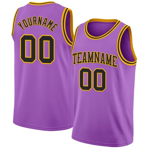 MediumPurple0041 Custom Medium Purple Black-Gold Authentic Basketball Jersey
