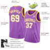 Custom Medium Purple White-Gold Authentic Basketball Jersey