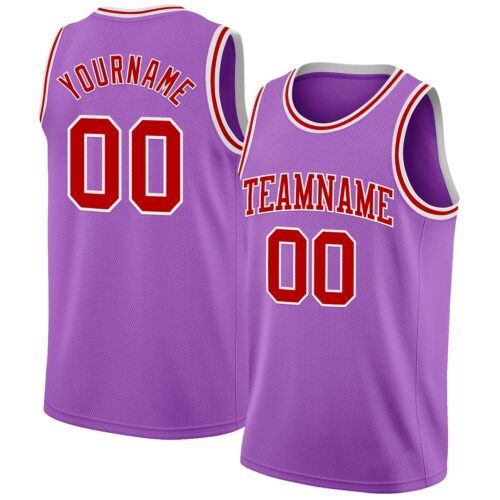 MediumPurple0043 Custom Medium Purple Red-White Authentic Basketball Jersey