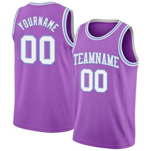 MediumPurple0044 Custom Medium Purple White-Light Blue Authentic Basketball Jersey