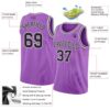 Custom Medium Purple Black-White Authentic Basketball Jersey