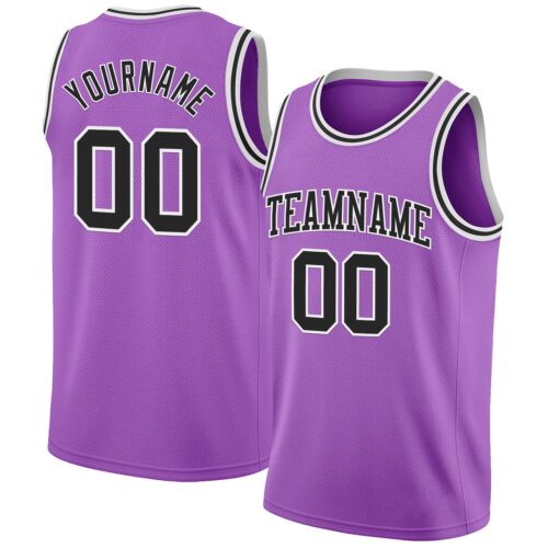MediumPurple0045 Custom Medium Purple Black-White Authentic Basketball Jersey