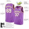 Custom Medium Purple White-Old Gold Authentic Basketball Jersey