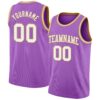 Custom Medium Purple White-Old Gold Authentic Basketball Jersey