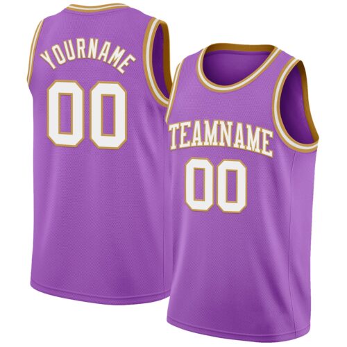 MediumPurple0046 Custom Medium Purple White-Old Gold Authentic Basketball Jersey