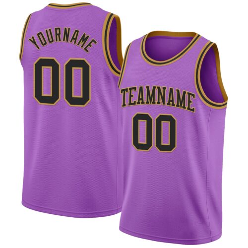 MediumPurple0047 Custom Medium Purple Black-Old Gold Authentic Basketball Jersey