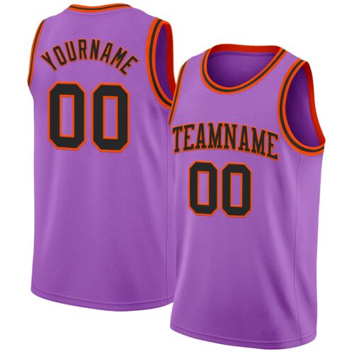 MediumPurple0048 Custom Medium Purple Black-Orange Authentic Basketball Jersey