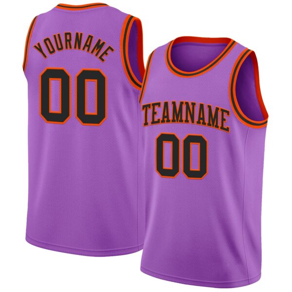 Custom Medium Purple Black-Orange Authentic Basketball Jersey