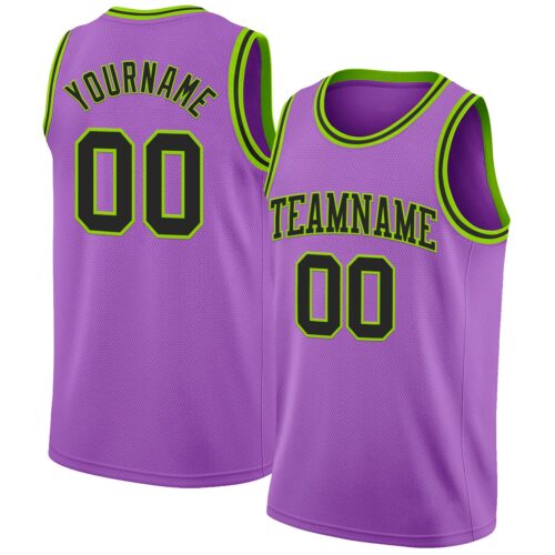 MediumPurple0049 Custom Medium Purple Black-Neon Green Authentic Basketball Jersey