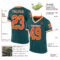 MidnightGreen0055-1 Custom Midnight Green Orange-White Mesh Authentic Throwback Football Jersey