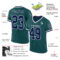 MidnightGreen0057-1 Custom Midnight Green Navy-White Mesh Authentic Throwback Football Jersey