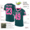 MidnightGreen0058-1 Custom Midnight Green Pink-White Mesh Authentic Throwback Football Jersey