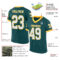 MidnightGreen0059-1 Custom Midnight Green White-Gold Mesh Authentic Throwback Football Jersey