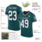 MidnightGreen0060-1 Custom Midnight Green White-Black Mesh Authentic Throwback Football Jersey
