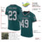 MidnightGreen0061-1 Custom Midnight Green Gray-Black Mesh Authentic Throwback Football Jersey