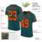MidnightGreen0063-1 Custom Midnight Green Orange-Black Mesh Authentic Throwback Football Jersey