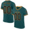 MidnightGreen0067 Custom Midnight Green Black-Old Gold Mesh Authentic Throwback Football Jersey