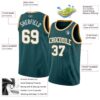 Custom Midnight Green White-Old Gold Authentic Basketball Jersey