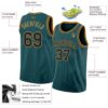 Custom Midnight Green Black-Old Gold Authentic Basketball Jersey