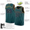Custom Midnight Green Navy-Old Gold Authentic Basketball Jersey