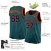 Custom Midnight Green Navy-Orange Authentic Basketball Jersey