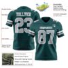 Custom Midnight Green Gray-White Authentic Football Jersey